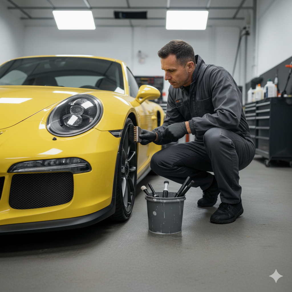 Detailing wheel faces and tires